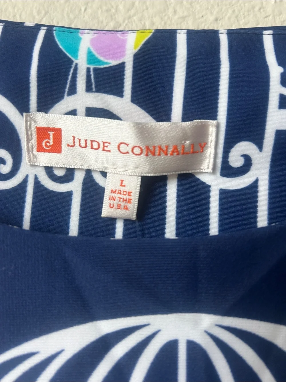 Jude Connally Navy Birdcage Print Sleeveless Shift Dress - Picture 2 of 4